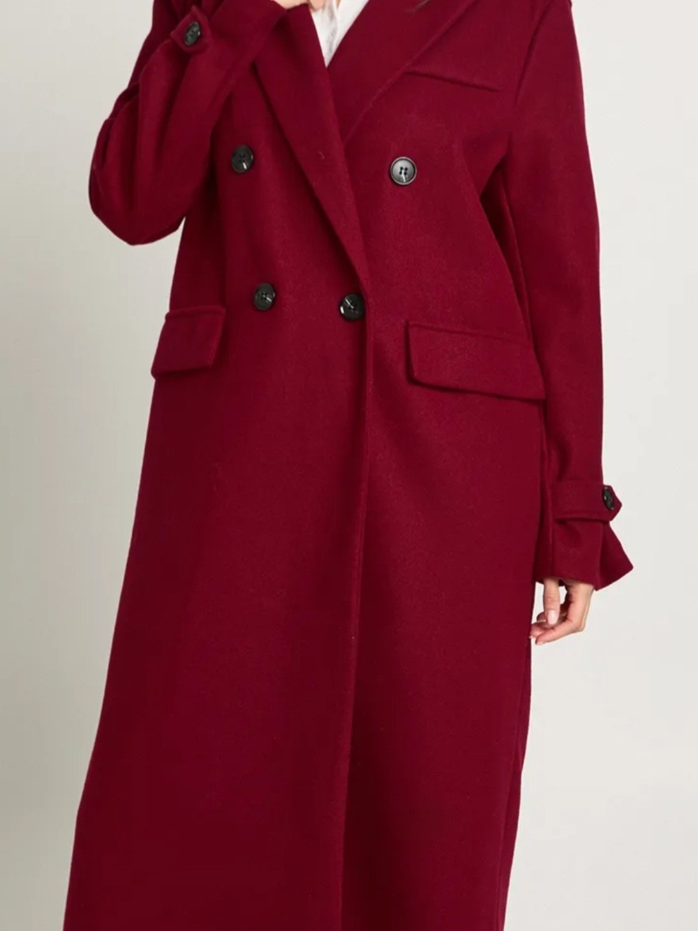 Topshop Wine Red Wool Blend Long Coat